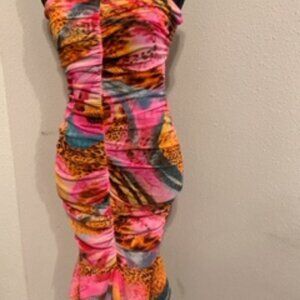 Strapless Multi-Colored Mesh